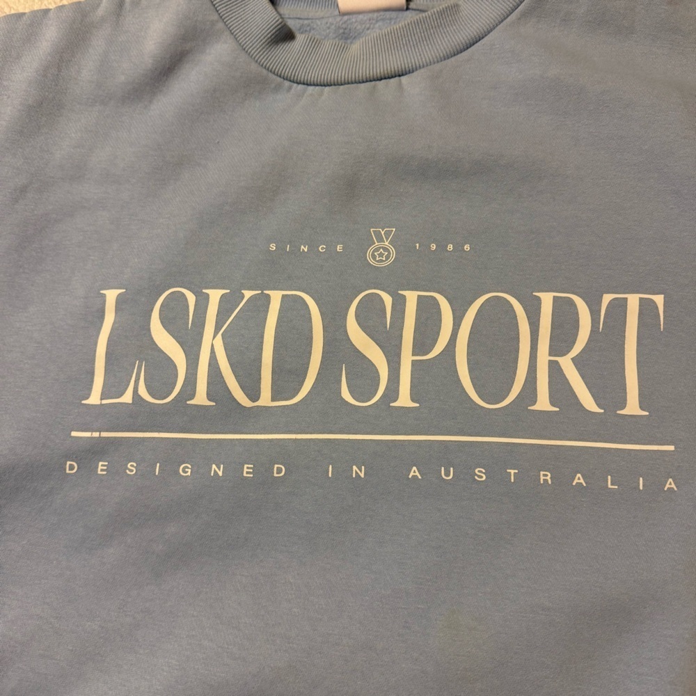 LSKD Sport Blue Oversized Crewneck Graphic Sweatshirt Preppy Sporty - Picture 7 of 11